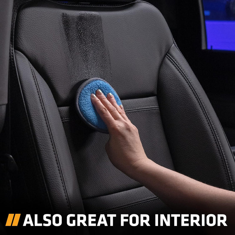 Microfiber Car and Tire Wax Applicator Pads and Cleaning Pads - Blue/Grey, 5 In. Diameter, 6 Pack